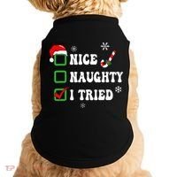 Funny Christmas Pajama Lights Nice Naughty I Tried Holiday Doggie Tank thumb 0