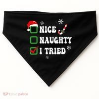 Funny Christmas Pajama Lights Nice Naughty I Tried Holiday USA-Made Doggie Bandana thumb 0