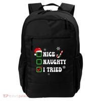 Funny Christmas Pajama Lights Nice Naughty I Tried Holiday Backpack thumb 0