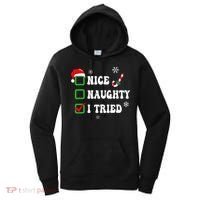 Funny Christmas Pajama Lights Nice Naughty I Tried Holiday Women's Hoodie thumb 0