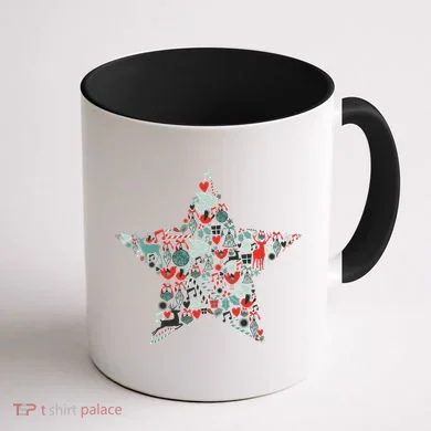 Festive Christmas Pattern Star Coffee Mug back