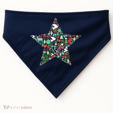 Festive Christmas Pattern Star USA-Made Doggie Bandana