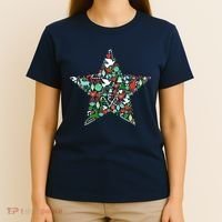 Festive Christmas Pattern Star T-Shirt thumb 4