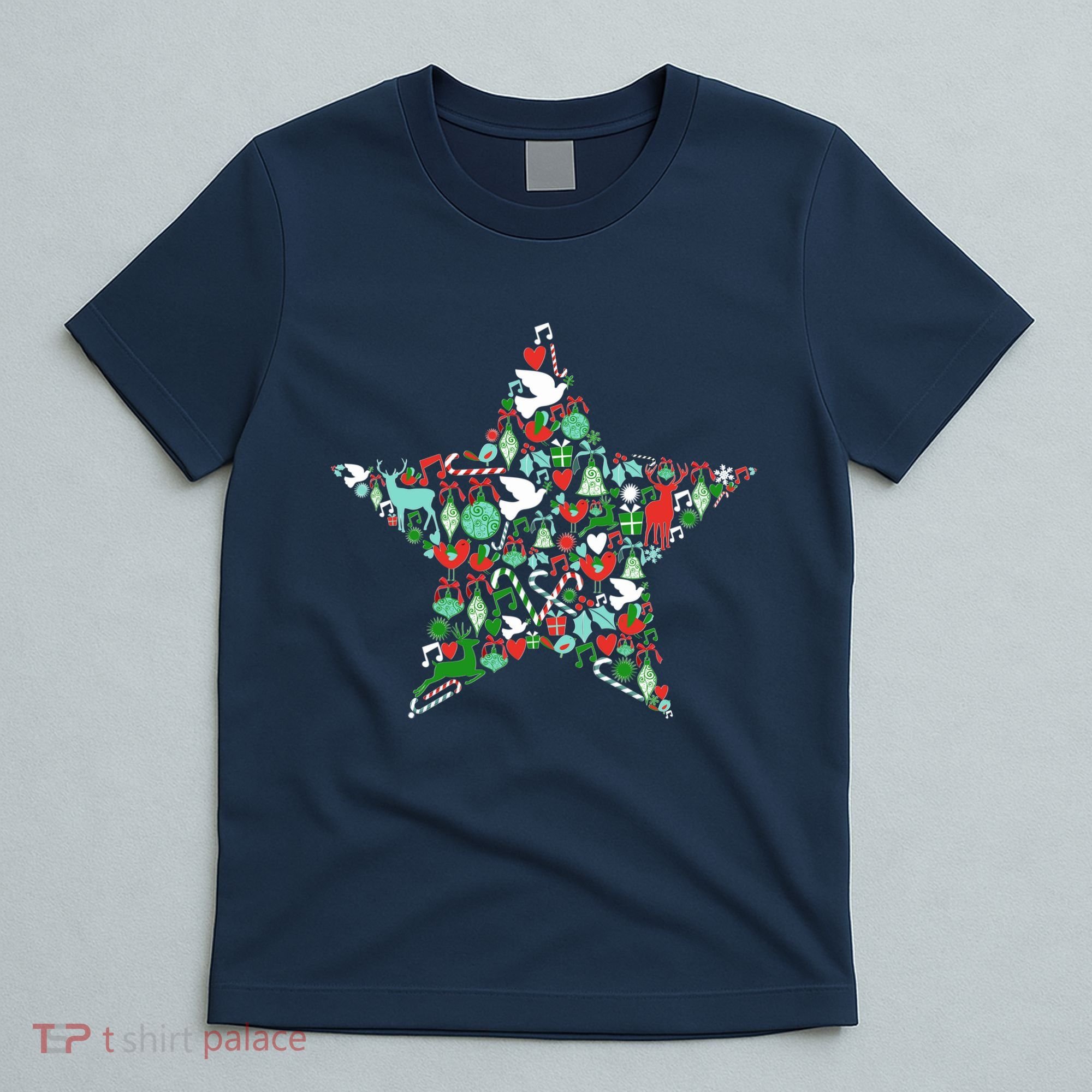 Festive Christmas Pattern Star T-Shirt
