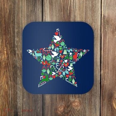 Festive Christmas Pattern Star Coaster