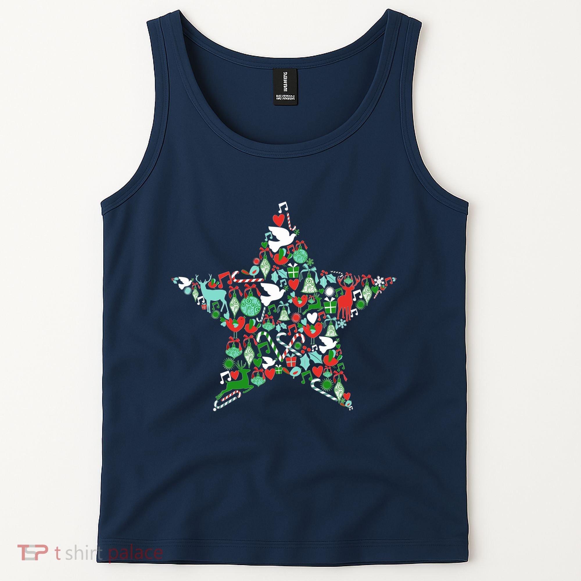 Festive Christmas Pattern Star Tank Top