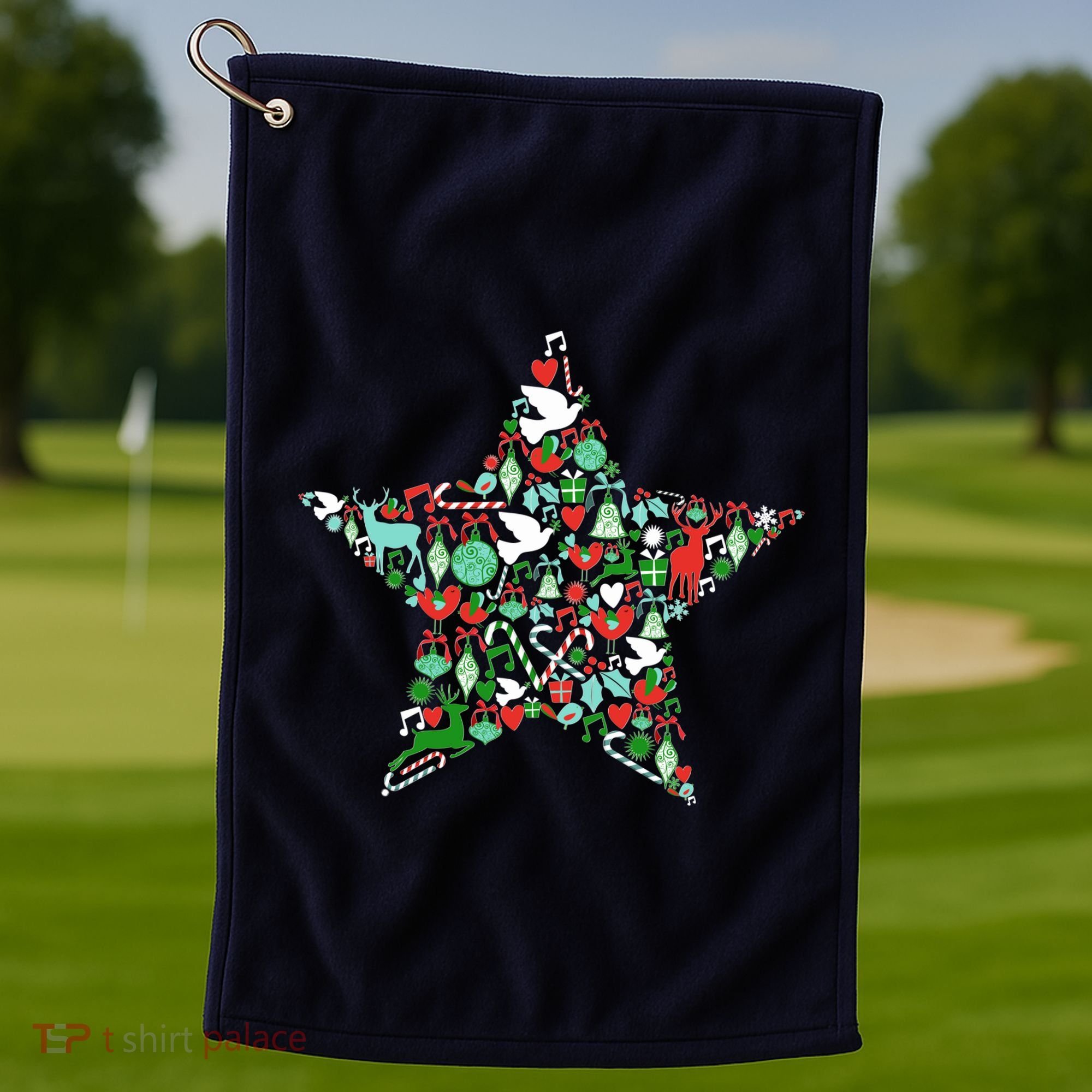 Festive Christmas Pattern Star Golf Towel