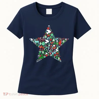 Festive Christmas Pattern Star Women's T-Shirt