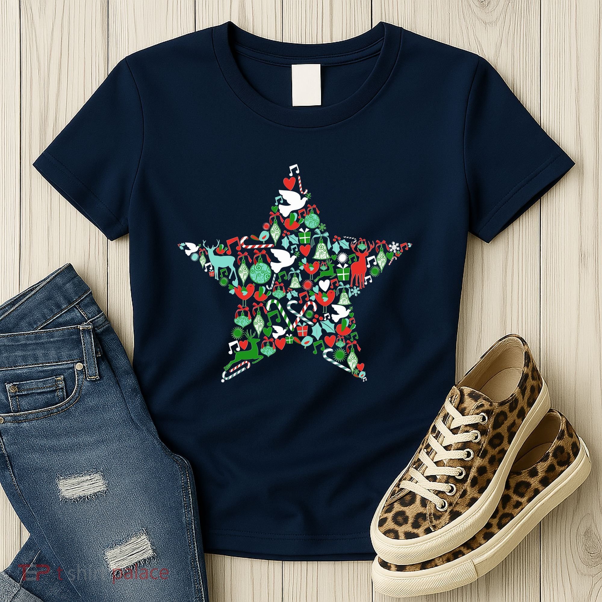 Festive Christmas Pattern Star Women's T-Shirt