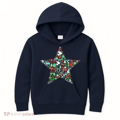 Festive Christmas Pattern Star Kids Hoodie