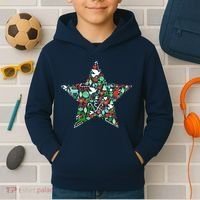 Festive Christmas Pattern Star Kids Hoodie thumb 2