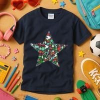 Festive Christmas Pattern Star Kids T-Shirt thumb 3