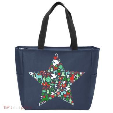 Festive Christmas Pattern Star Tote Bag