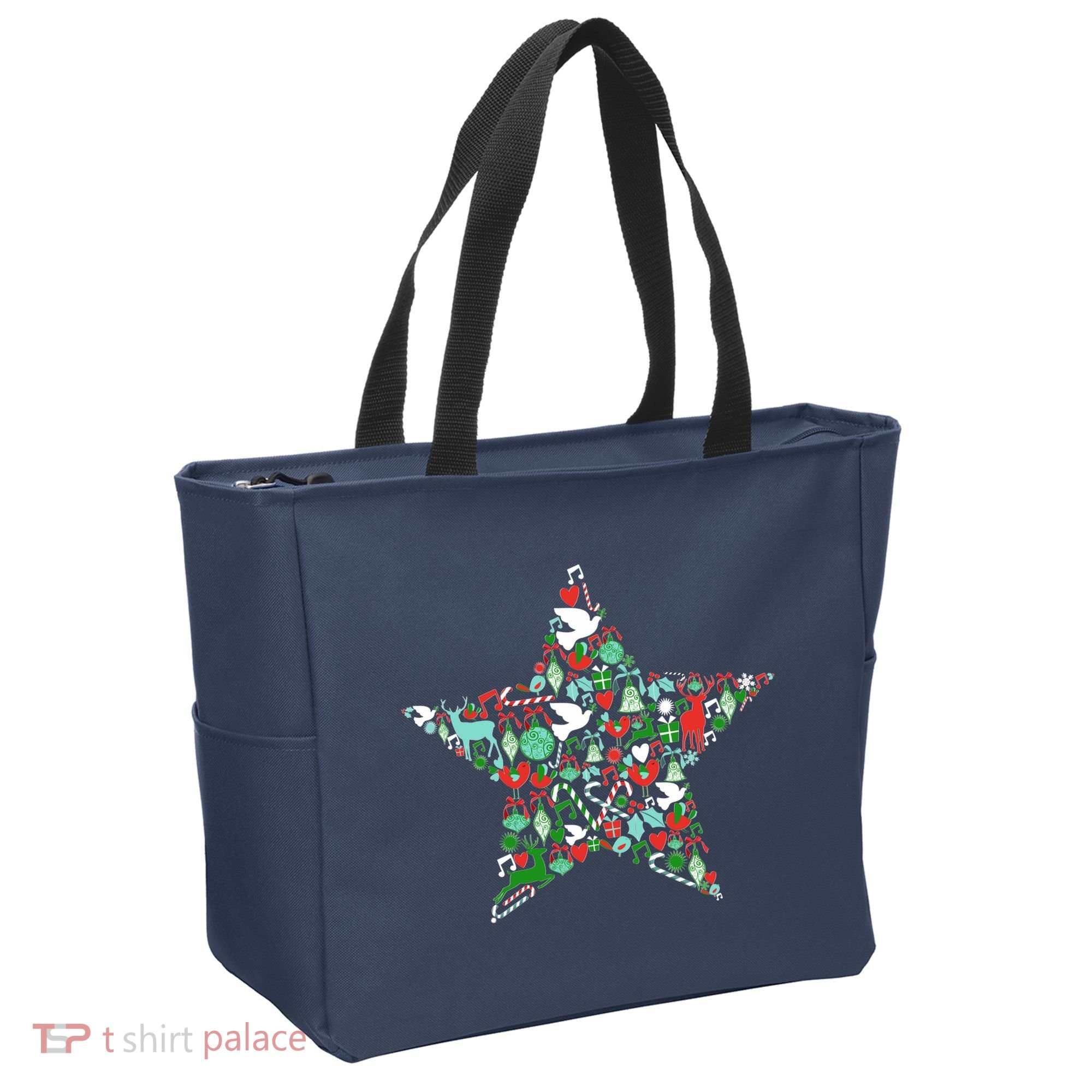 Festive Christmas Pattern Star Tote Bag