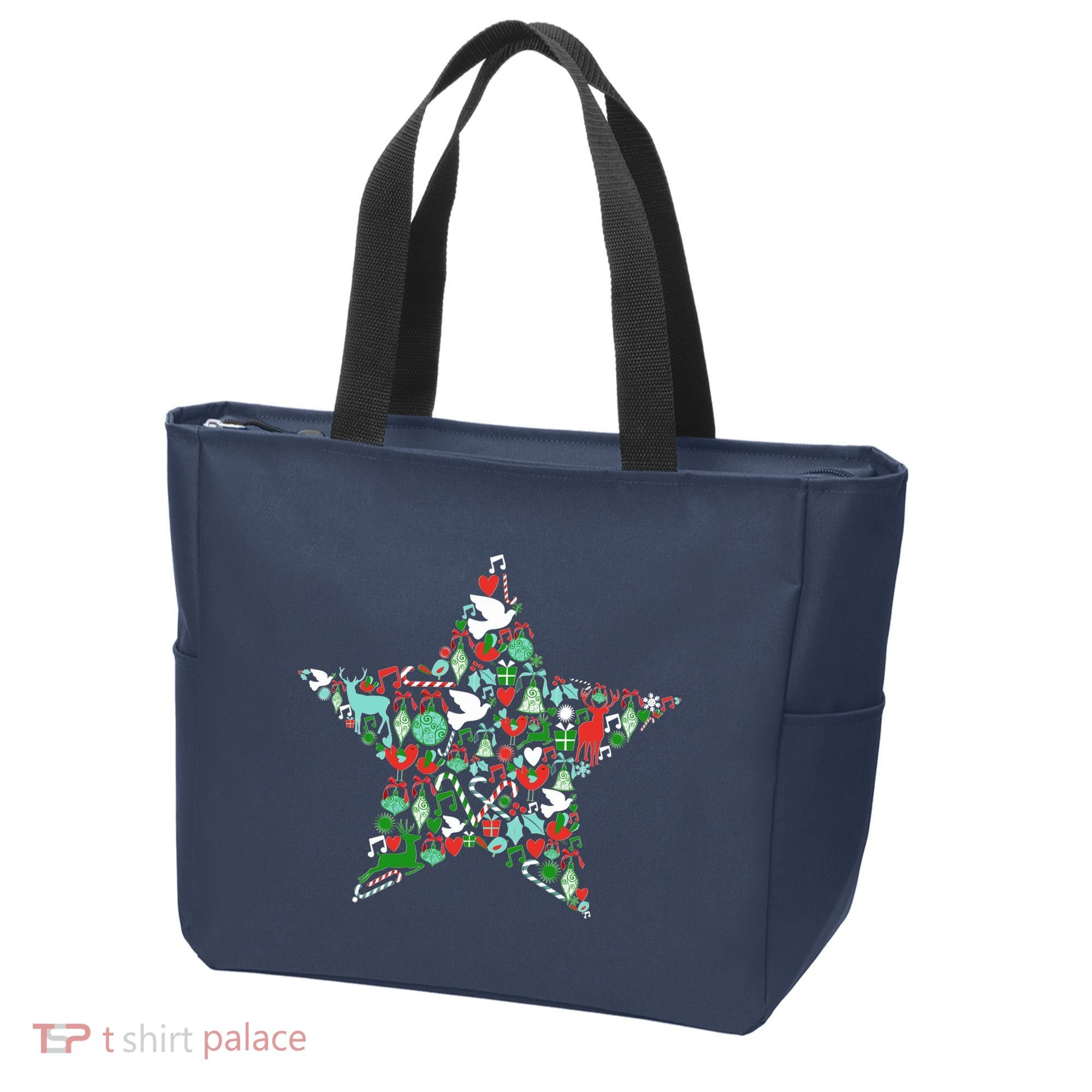 Festive Christmas Pattern Star Tote Bag