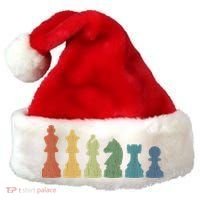 Funny Chess Pieces Board Game Lover Player Themed Chess Gift Santa Hat thumb 0