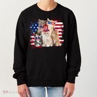 Funny Cat Patriotic USA Cat Lovers Cat Moms 4th July Women's Sweatshirt thumb 0