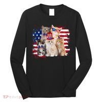 Funny Cat Patriotic USA Cat Lovers Cat Moms 4th July Long Sleeve Shirt thumb 0
