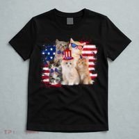 Funny Cat Patriotic USA Cat Lovers Cat Moms 4th July T-Shirt thumb 5