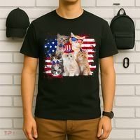 Funny Cat Patriotic USA Cat Lovers Cat Moms 4th July T-Shirt thumb 6