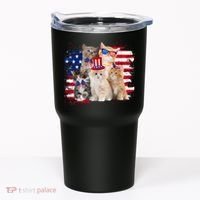 Funny Cat Patriotic USA Cat Lovers Cat Moms 4th July Tumbler thumb 0