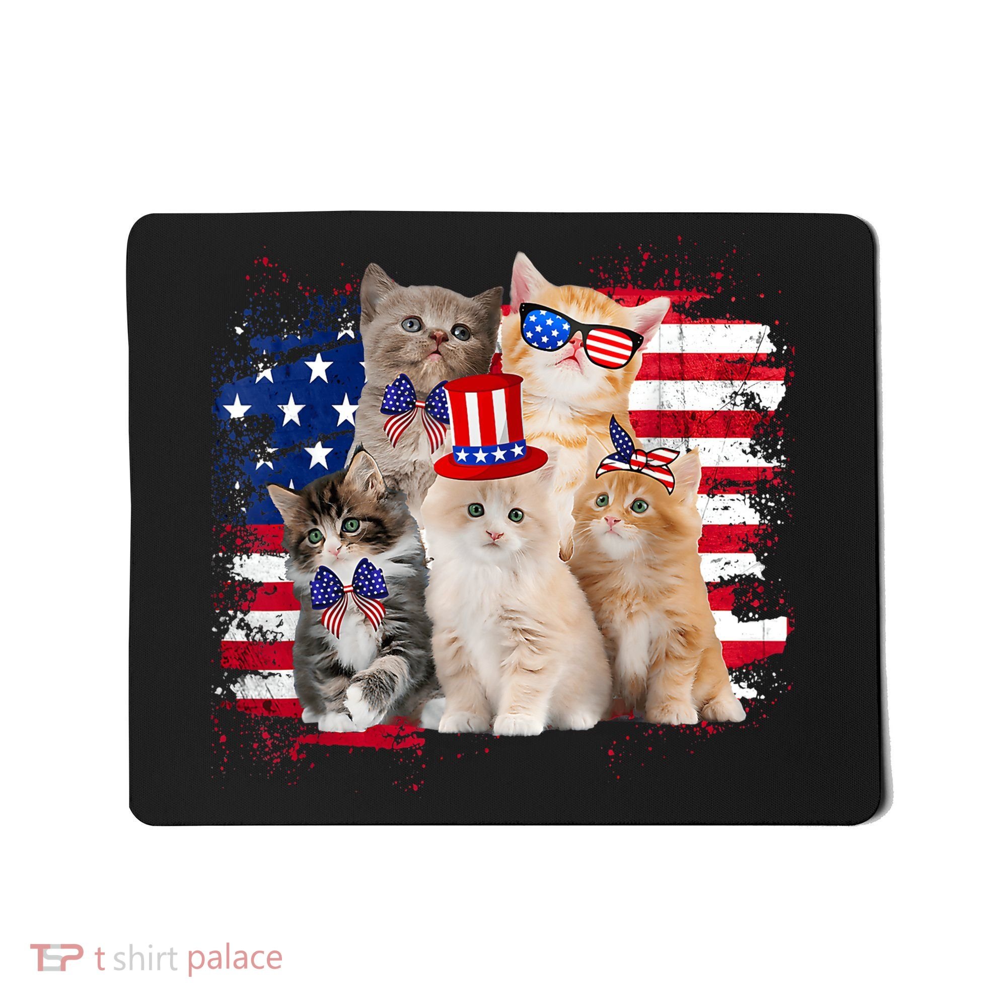 Funny Cat Patriotic USA Cat Lovers Cat Moms 4th July Mousepad
