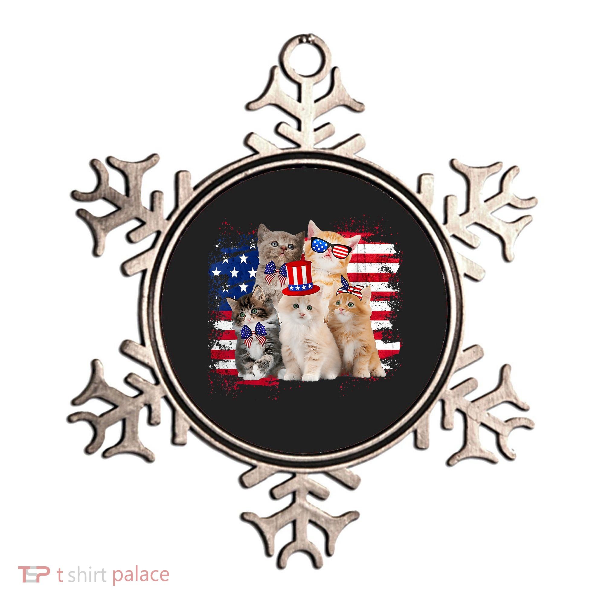 Funny Cat Patriotic USA Cat Lovers Cat Moms 4th July Ornament