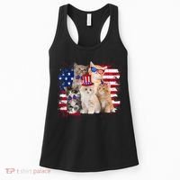 Funny Cat Patriotic USA Cat Lovers Cat Moms 4th July Women's Tank Top thumb 0
