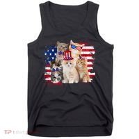 Funny Cat Patriotic USA Cat Lovers Cat Moms 4th July Tank Top thumb 0