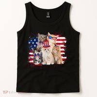Funny Cat Patriotic USA Cat Lovers Cat Moms 4th July Tank Top thumb 2