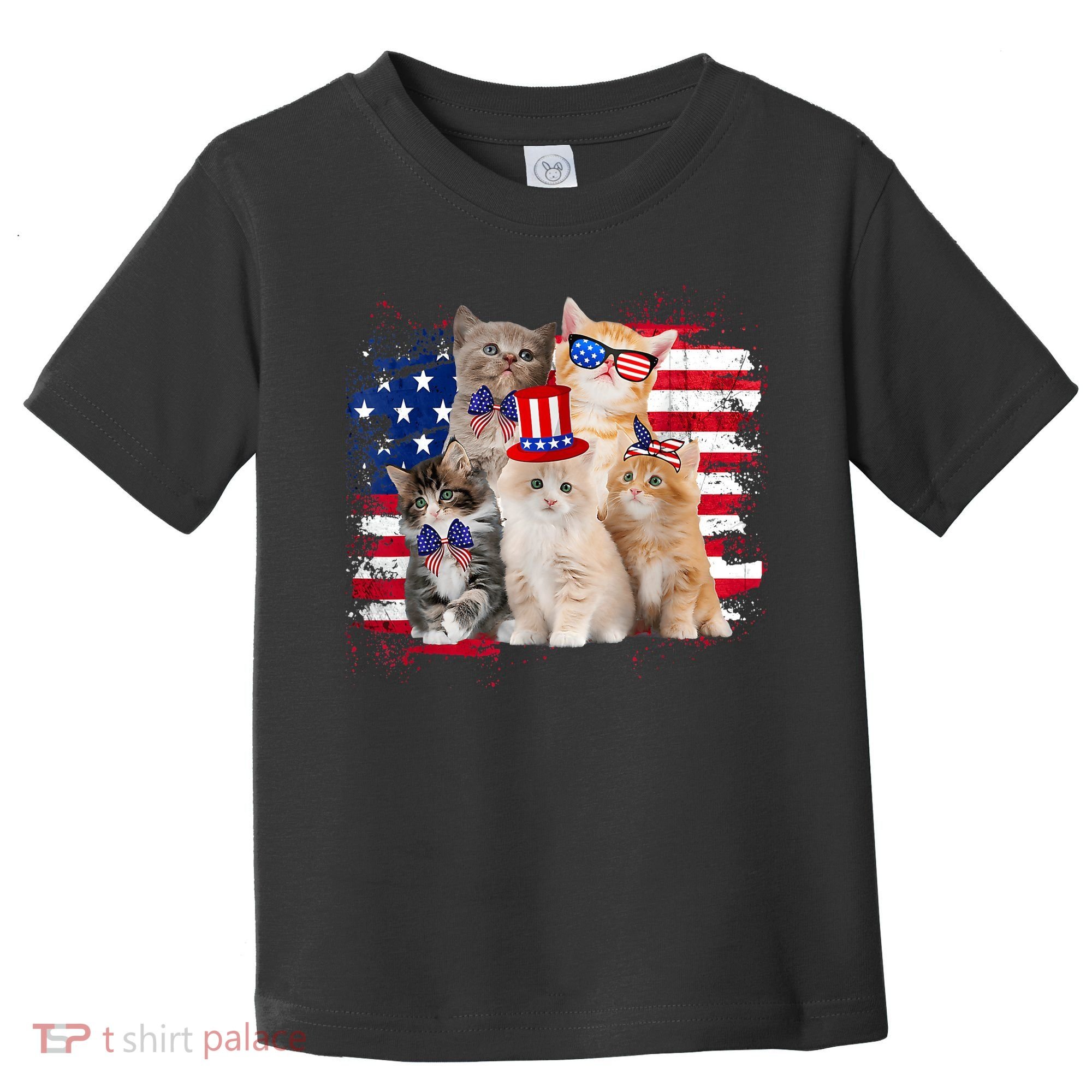 Funny Cat Patriotic USA Cat Lovers Cat Moms 4th July Toddler T-Shirt