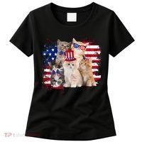 Funny Cat Patriotic USA Cat Lovers Cat Moms 4th July Women's T-Shirt thumb 0