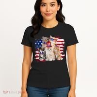 Funny Cat Patriotic USA Cat Lovers Cat Moms 4th July Women's T-Shirt thumb 4