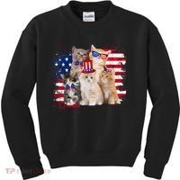 Funny Cat Patriotic USA Cat Lovers Cat Moms 4th July Kids Sweatshirt thumb 0