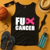 FU Cancer Pink Ribbon Breast Cancer Awareness Tank Top thumb 4