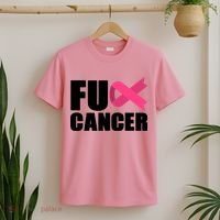 FU Cancer Pink Ribbon Breast Cancer Awareness T-Shirt thumb 2