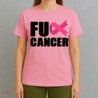 FU Cancer Pink Ribbon Breast Cancer Awareness T-Shirt thumb 4
