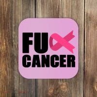 FU Cancer Pink Ribbon Breast Cancer Awareness Coaster thumb 0