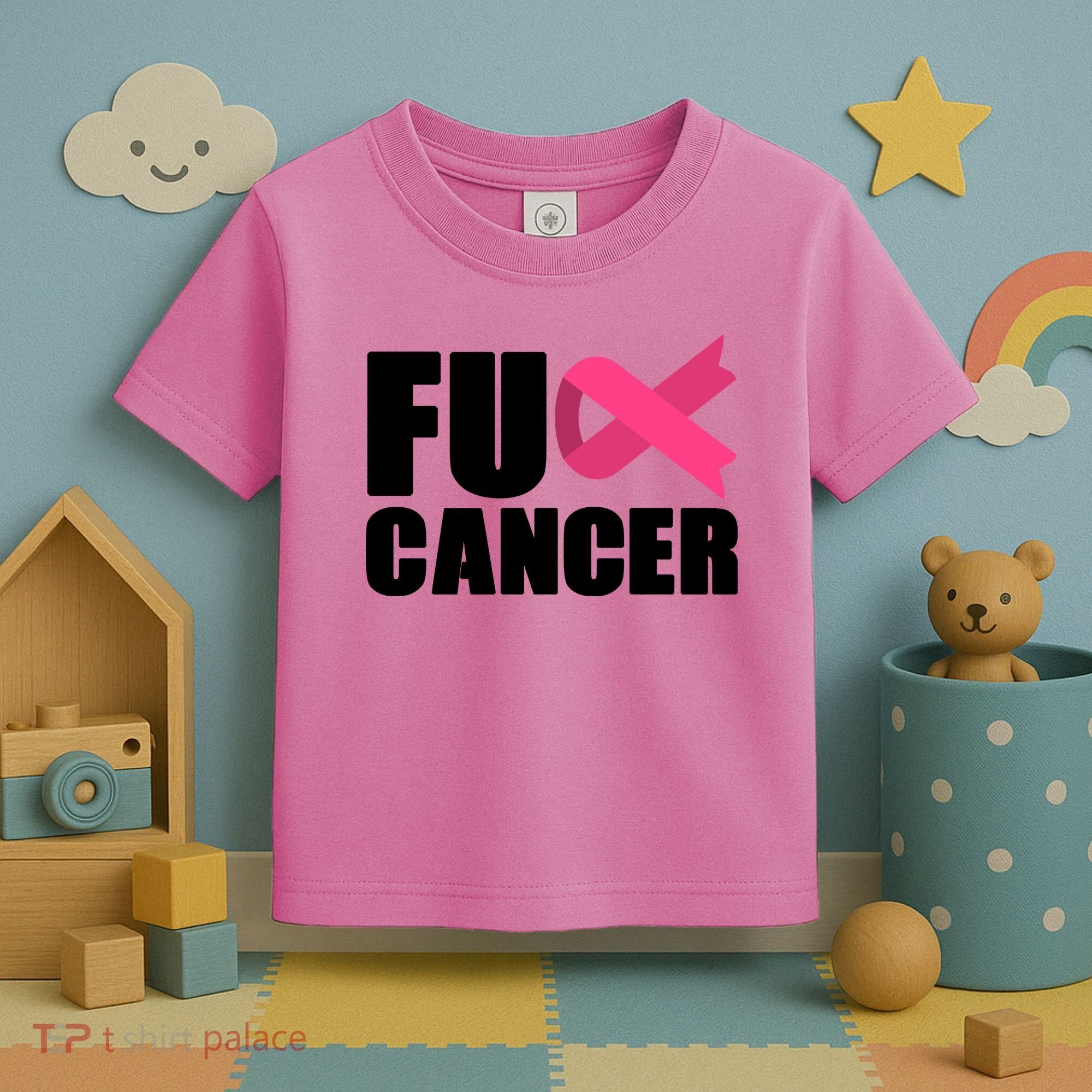 FU Cancer Pink Ribbon Breast Cancer Awareness Toddler T-Shirt