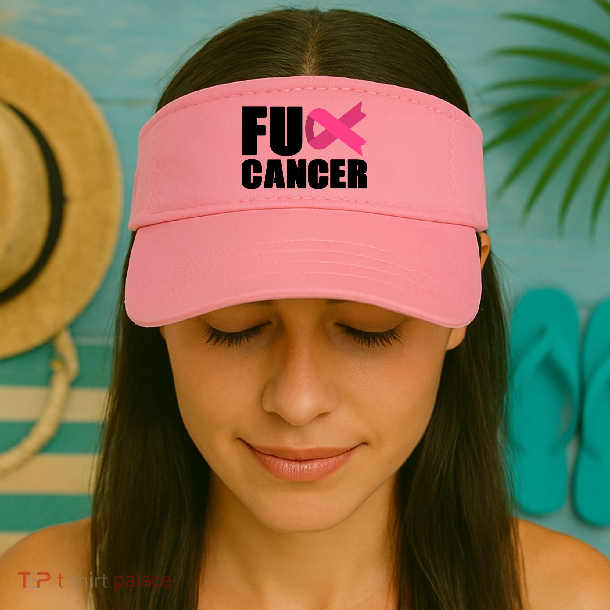 FU Cancer Pink Ribbon Breast Cancer Awareness Visor