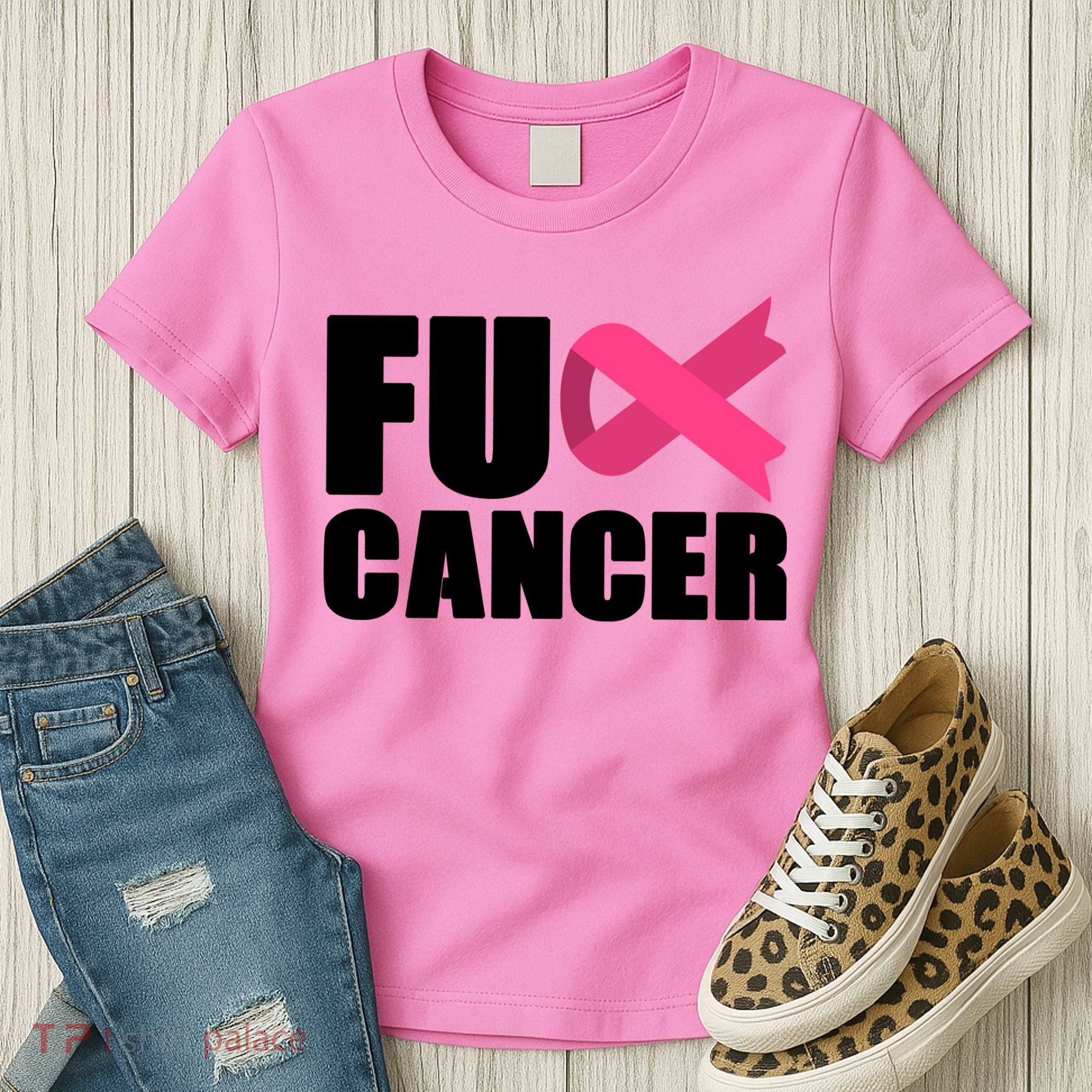 FU Cancer Pink Ribbon Breast Cancer Awareness Women's T-Shirt