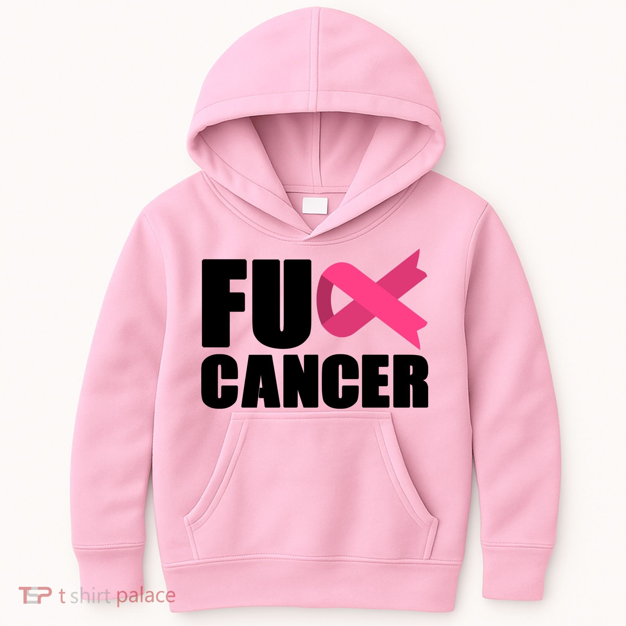FU Cancer Pink Ribbon Breast Cancer Awareness Kids Hoodie