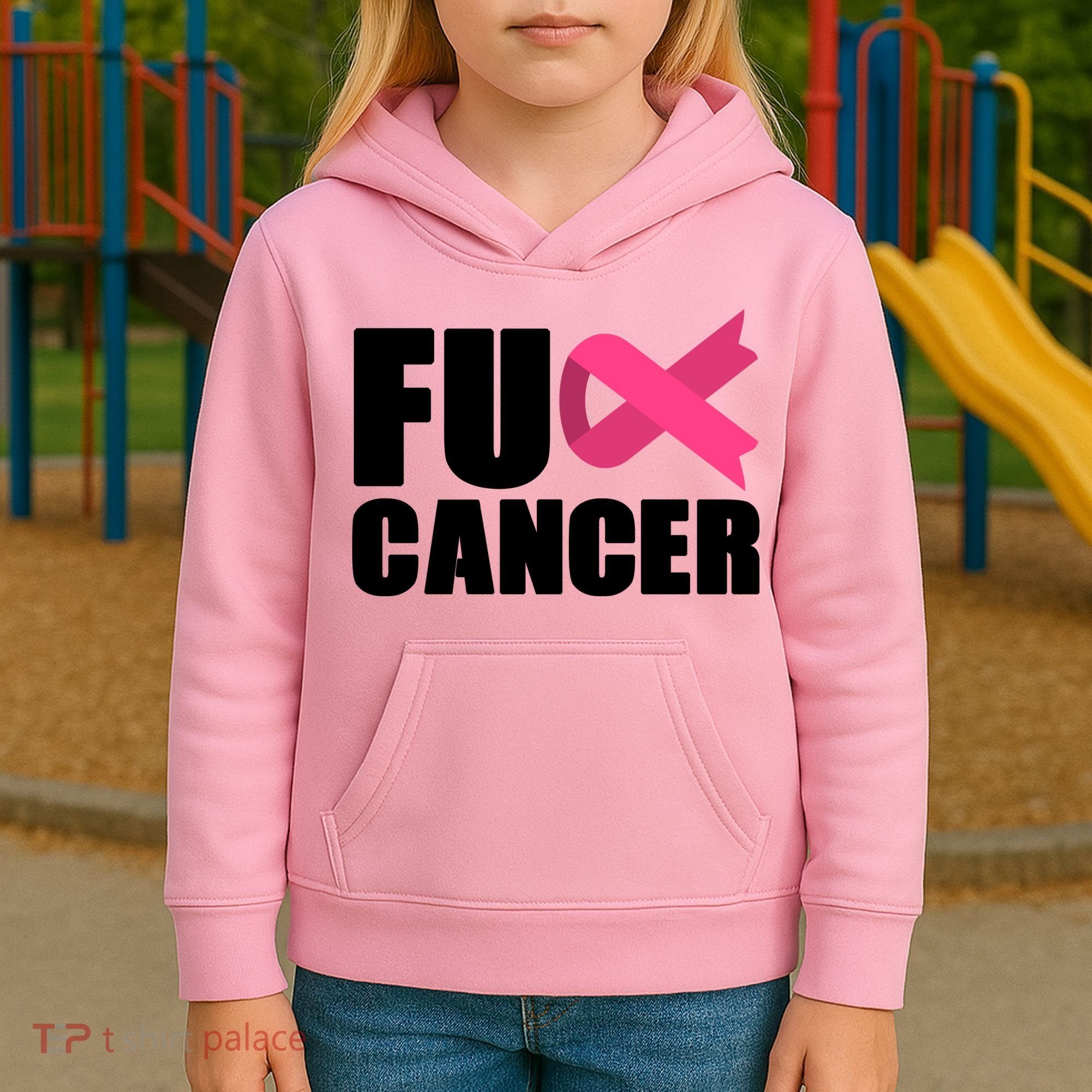 FU Cancer Pink Ribbon Breast Cancer Awareness Kids Hoodie