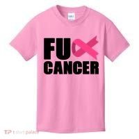 FU Cancer Pink Ribbon Breast Cancer Awareness Kids T-Shirt thumb 0