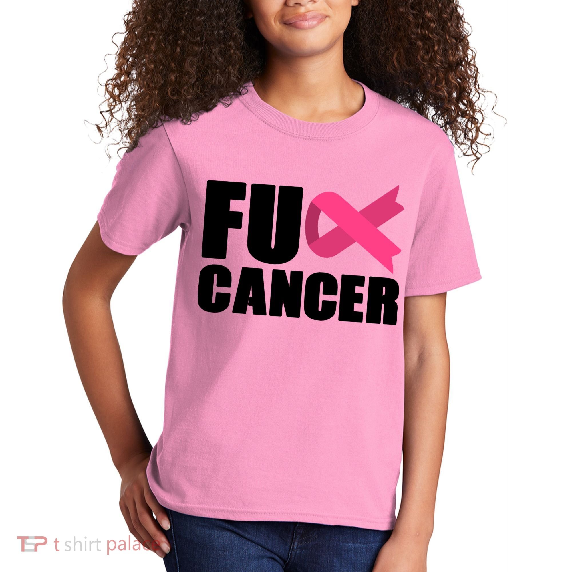 FU Cancer Pink Ribbon Breast Cancer Awareness Kids T-Shirt