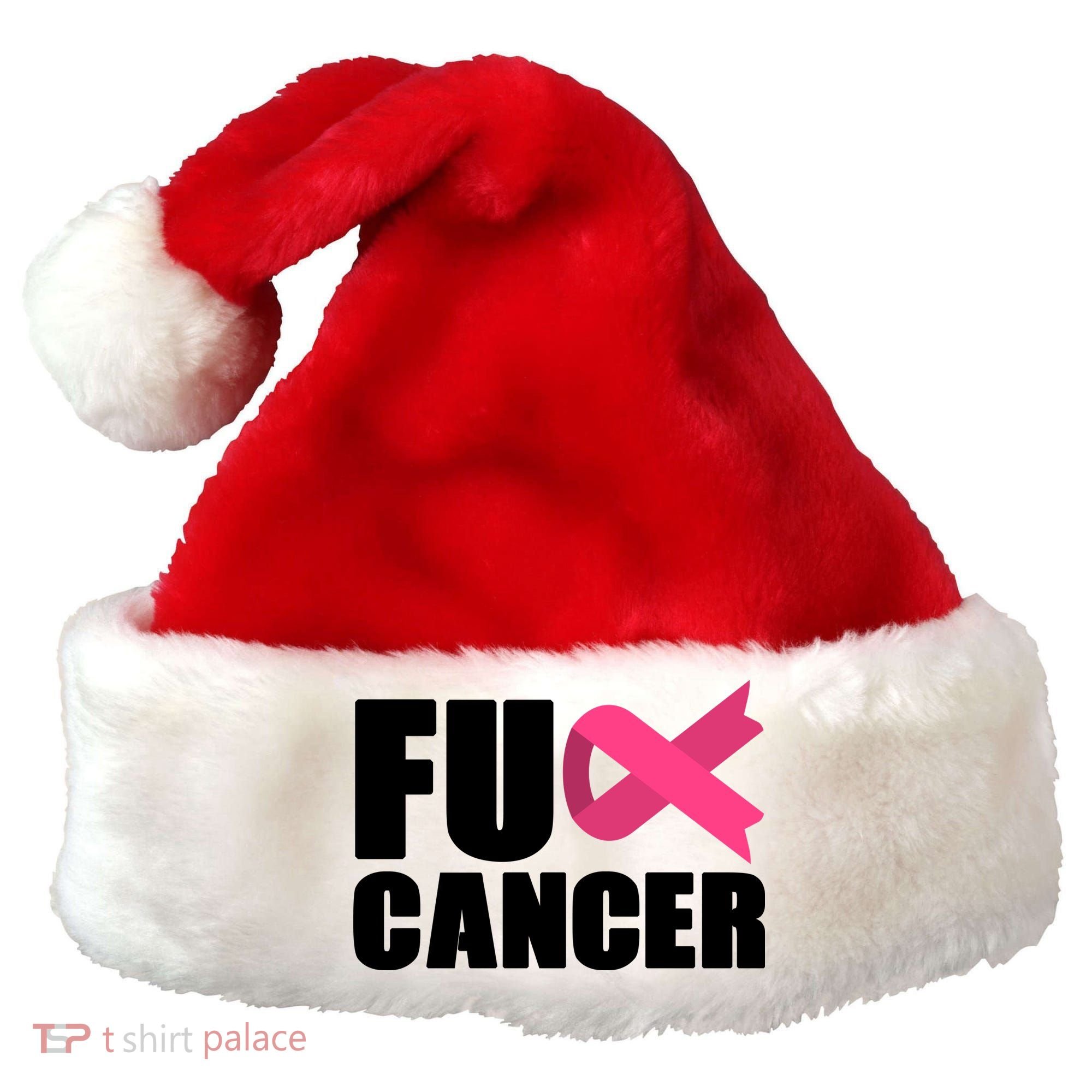 FU Cancer Pink Ribbon Breast Cancer Awareness Santa Hat