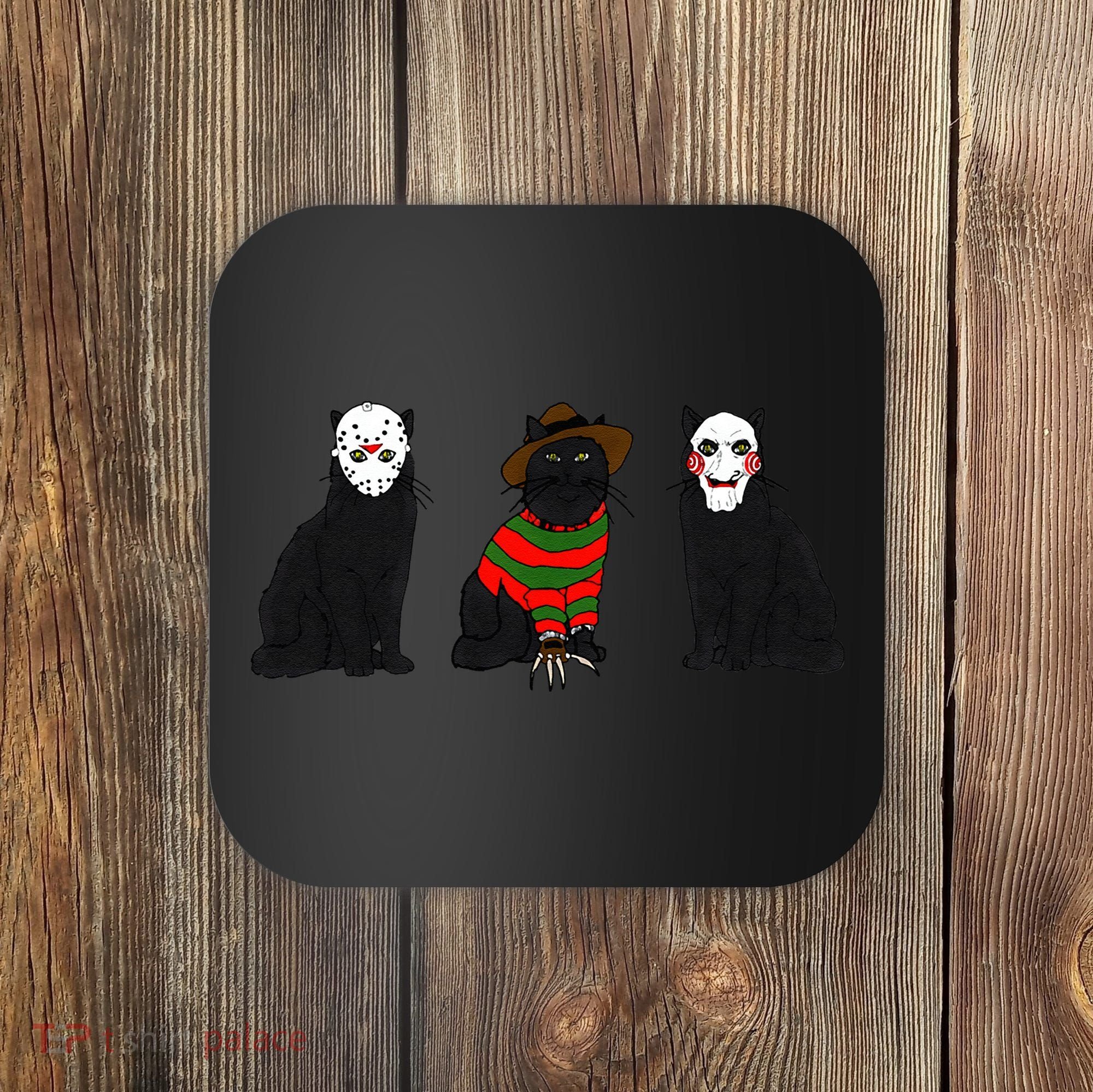 Funny Cat Parody Horror Movie Black Cat Gifts Coaster