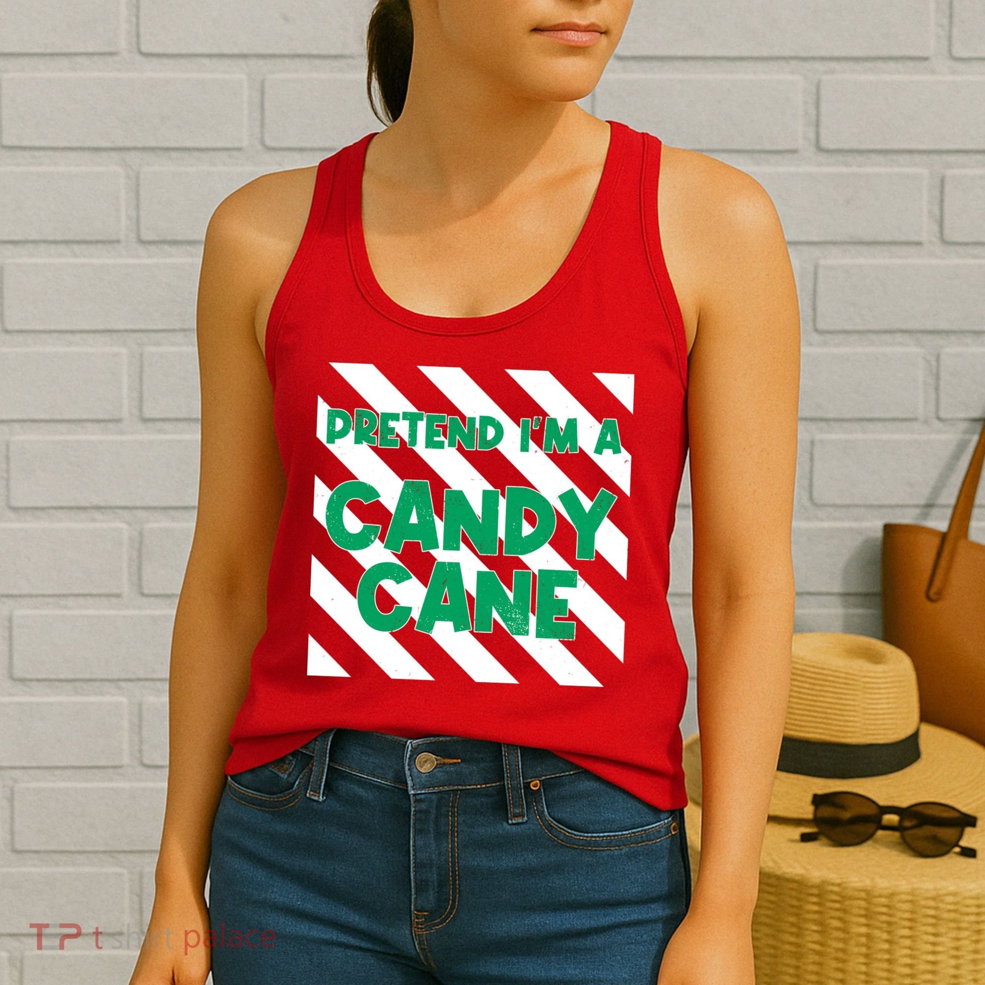 Funny Christmas Pretend Im A Candy Cane Women's Tank Top
