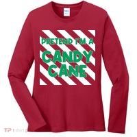 Funny Christmas Pretend Im A Candy Cane Women's Long Sleeve Shirt thumb 0