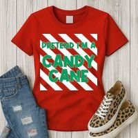 Funny Christmas Pretend Im A Candy Cane Women's T-Shirt thumb 3